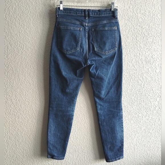 Everlane High Rise Dark-wash Straight Leg Ankle Organic Cotton Denim Jeans 27R - Picture 3 of 13